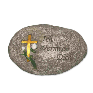 Stein mit Inschrift - Ich vermisse Dich Polyresin 15 x 9,8 x 4,5 cm