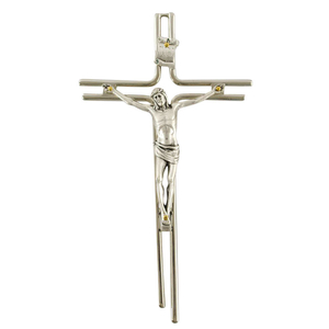 Wandkreuz / Kruzifix modern silberfarben mit Christuskrper 20 x 11 cm