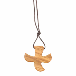 Kreuz Taiz aus Olivenholz 2,5 x 2,8 cm mit Band 65 cm