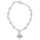 Armband rosa mit Schutzengel / Federring Perle Kunststoff...
