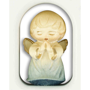 Herz wei mit Engel / Schutzengel geschnitzt blau Kommt ein Kind zur Welt 11,5 x 10,5 cm