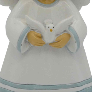 Baby Boy Engel Statue mit Taube wei / blau Jungen kindgerecht 7,5 cm Schutzengel Taufengel Geburt