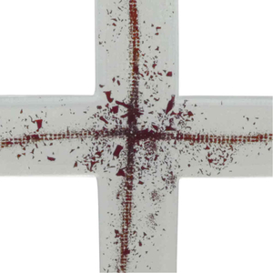 Glaskreuz wei modern Kreuz in Kreuz Ornament rot Fusingglas 23 x 14 cm Unikat Schmuckkreuz