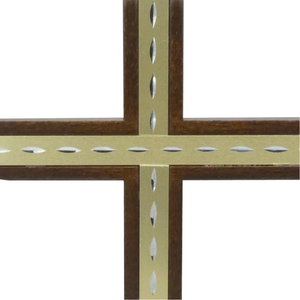 Standkreuz / Stehkreuz Holz Mahagoni Metallauflage gold 22 x 11 cm Altarkreuz