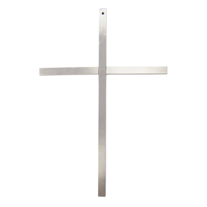 Wandkreuz modern Edelstahl - Kreuz silber matt 25 x 17 cm Stbe kantig Edelstahlkreuz