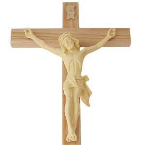 Wandkreuz / Kruzifix Esche natur mit hellem Kunststoff Christuskrper 30 cm