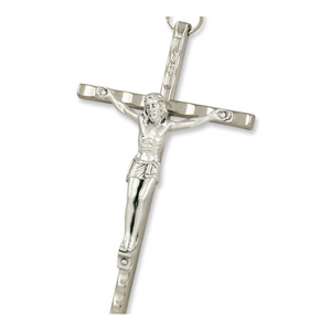 Wandkreuz / Kruzifix Metall silberfarben mit Christuskrper 5,5 x 11 cm