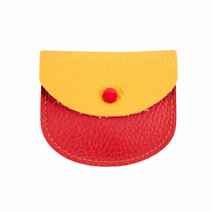 Rosenkranz Etui gelb - rot Leder 7,5 x 6,5 cm