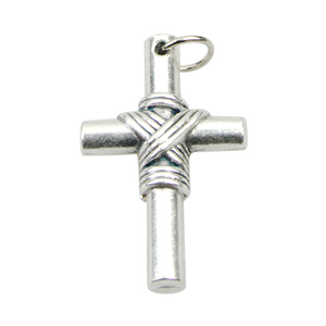 Rosenkranz Kreuz Metall silberfarben mit Ring ohne Körper 3 cm
