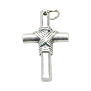 Rosenkranz Kreuz Metall silberfarben mit Ring ohne Krper 3 cm