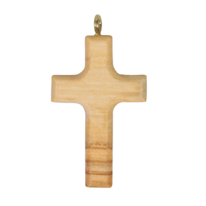 Rosenkranz Kreuz Olivenholz natur mit Metallring 3,1 x 2 cm