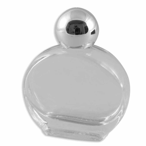Weihwasserflasche flach oval Glas neutral 4,5 x 4 cm