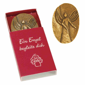 Handschmeichler oval Bronze - Ein Engel begleite dich 4,3 x 2,9 cm