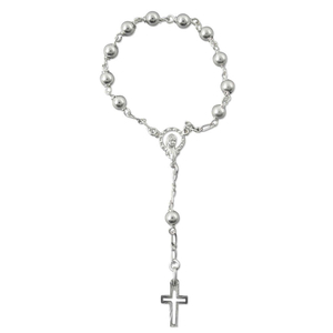 Zehner Rosenkranz mit Kreuz durchbrochen echt Silber 11 cm