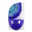 Weihwasserkessel Glas blau - weiß mit Sonne 13 x 7,5 x 5,5 cm