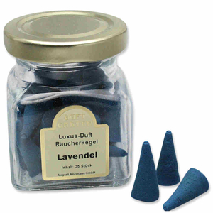 Räucherkegel Luxus Duft Lavendel 35 Kegel im Glas