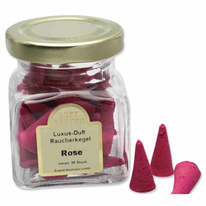 Räucherkegel Luxus Duft Rose 35 Kegel im Glas
