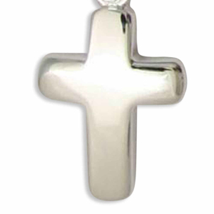 Silber-Kreuz Anhänger zur Taufe glatt glänzend 1,4 cm mit Döschen
