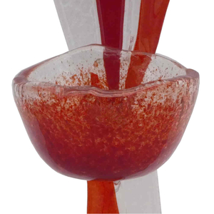 Weihwasserkessel Glas transparent orange rot modern 17 cm Wandschmuck Handarbeit