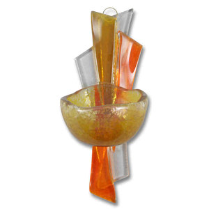 Weihwasserkessel Glas orange modern 15 x 6 x 6 cm