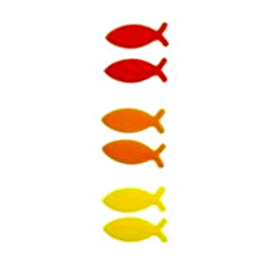 Wachs Fische Rot Orange Gelb Grün Blau 6 Paar 1,3 cm - Geburt Taufe Kommunion