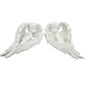 Engel im Flügel liegend weiß mit Kugel 2-fach sortiert 20 x 9,5 x 6,5 cm