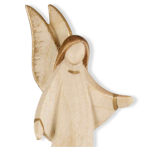 Holzfigur - Engel / Schutzengel geschnitzt 2 x patiniert zum Hängen 8 cm
