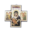 Ikonenkreuz Madonna bedruckt auf Holzplatte 15 x 15 cm