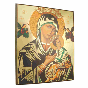 Ikonenbild Madonna mit Kind bedruckt auf Holzplatte 14 x 18 cm