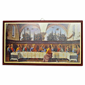 Ikonenbild Abendmahl bedruckt auf Holzplatte 32  x 18 cm