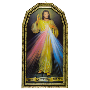 Bild Herz Jesu farbiger Kunstdruck im ovalen Rahmen Kunststoff 26 x 14,5 cm