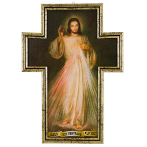 Kreuz Herz Jesu farbiger Kunstdruck im ovalen Rahmen Kunststoff 36 x 26 cm