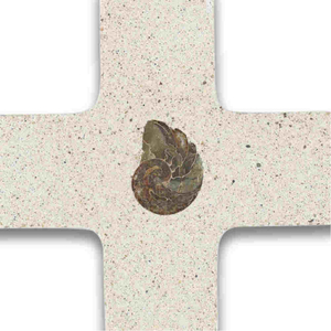Steinkreuz Ammonit heilend Fossil natur 10 x 10 x ,07 cm Wandkreuz Kinderkreuz Taufkreuz