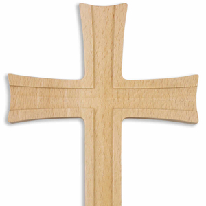 Wandkreuz Buchenholz naturfarben lackiert modern 22 x 12 x 1,5 cm Schmuckkreuz Holzkreuz