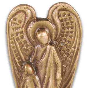 Handschmeichler Schutzengel mit Kind - Bronze Engel Figur 6 cm