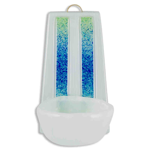 Gebets-Set - Glaskreuz & Glas Weihkessel weiß - Auflage blau - türkis - grün