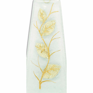 Weihwasserkessel & Leuchter Ranke & Blätter Blattgold Glas weiß 14 x 6 x 6,5 cm