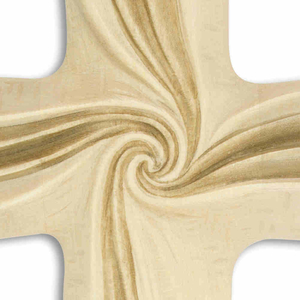 Wandkreuz / Glaubenskreuz Holz Motiv Spirale braun-gold mehrfach gebeizt 20 x 11 cm