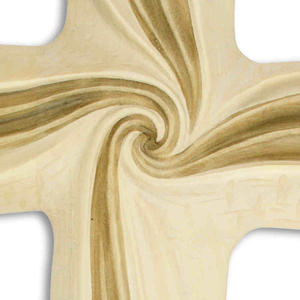 Wandkreuz / Glaubenskreuz Holz Motiv Spirale braun gold mehrfach gebeizt 30  x 16 cm