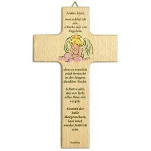 Kinderkreuz Motiv Schutzengel Schicke mir ein Engelein Buche 20 x12 cm Taufe Geburt