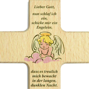 Kinderkreuz Motiv Schutzengel Schicke mir ein Engelein Buche 20 x12 cm Taufe Geburt