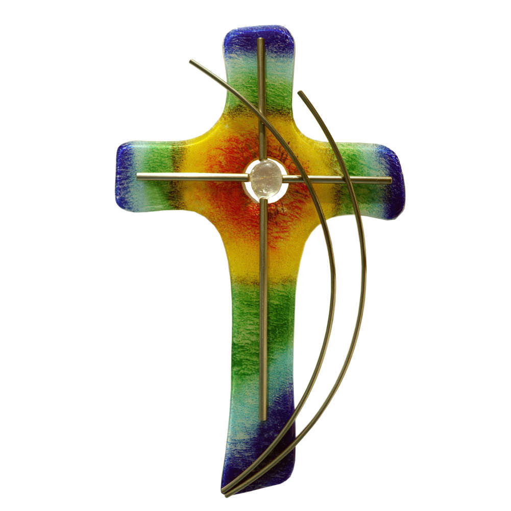 Glaskreuz mit Strassstein Kruzifix Statur Radiant Religious 22cm Bleikristall