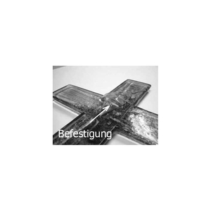 Glaskreuz Regenbogen Fusing - Kreuz Edelstahl / Bergkristall 37 x 22 cm Glaskunst Unikat