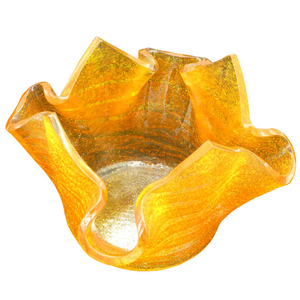 Teelicht Glas orange Glasschale für Teelicht 10,5 x 10,5 cm Fusingglas Glaskunst Unikat
