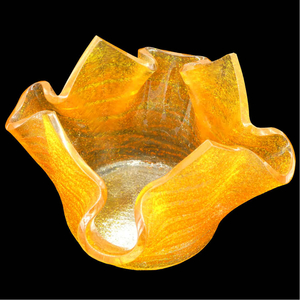 Teelicht Glas orange Glasschale für Teelicht 10,5 x 10,5 cm Fusingglas Glaskunst Unikat