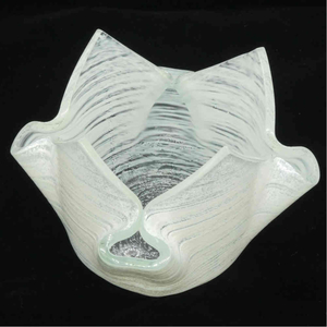 Teelicht Glas weiß Glasschale für Teelicht 10,5 x 10,5 cm Fusingglas Glaskunst Unikat