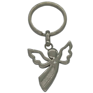 Schlüsselanhänger Engel mit Strassstein modern Metall silber 6 cm