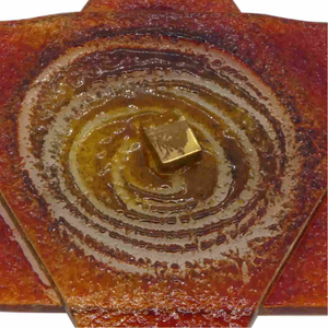 Glasstern Spirale rot bernstein Fusingglas Goldauflage 11,5 x 10,5 cm Fensterschmuck