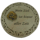 Gedenkplatte rund creme Motiv Rose aufgesetzt mit Text Mein Ziel - 19,5 cm Grabschmuck