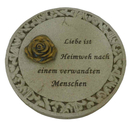Gedenkplatte rund creme Motiv Rose aufgesetzt mit Text...